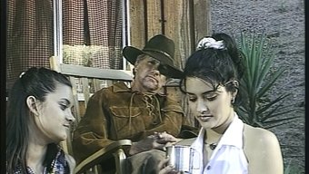 A Brunette Teen Receives Simultaneous Anal From Two Cowboys In A Hot Vintage Facial