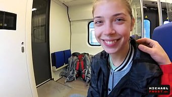 Amateur Couple Enjoys Outdoor Blowjob And Creampie In Public Train
