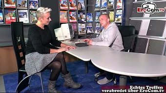 A Short-Haired German Stepmother Seduced Her Stepson In The Office