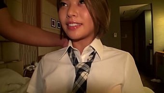 Amateur Japanese Teen With Short Hair Rides In Homemade Video