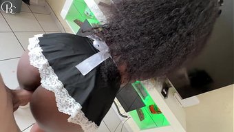 A Busty Ebony Maid Gets Her White Boss To Cum Twice.