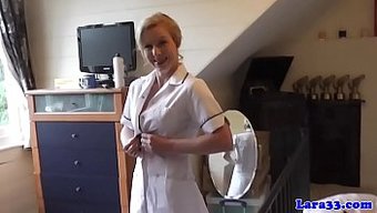 British Milf In Stockings Enjoys A Threesome And Gives A Blowjob.