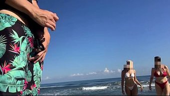 A Lucky Guy Hooked Two Hot Babes For A Threesome On The Beach.