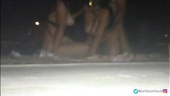 Chiquicandy'S Outdoor Threesome With Two Attractive Siblings