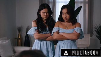 Stepsisters Lulu Chu And Kimmy Kimm Fulfill Stepdad'S Twisted Fantasy In A Taboo Scene.