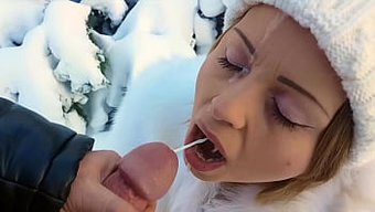 Russian Teen Gives A Public Blowjob And Swallows Cum On Valentine'S Day