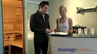 Uma Indulges In A Lesbian Threesome With Two Men In A Massage Room