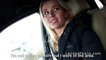 A Blonde European Teen Performs Oral Sex On A Well-Endowed Partner In A Car
