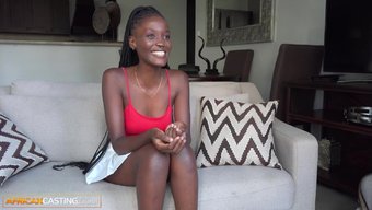 A Small Black Girl From Kenya, A Model, Gives A Hard-Core Deep Throat Blowjob To A White Producer.