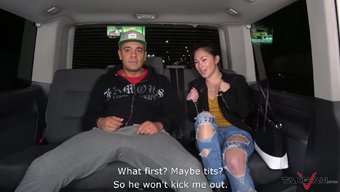 Public Screwing Of An Asian Beauty On The Backseat With A Cumshot