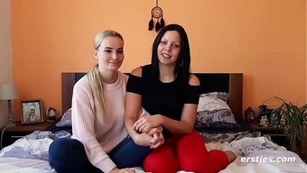 Two Girlfriends Have A Hot Lesbian Sex In The Room