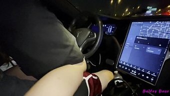 Bailey Base, A Stunning And Adorable Teen, Engages In Passionate Sex While Driving Her Tinder Date'S Tesla, Captured In High-Quality 4k Video