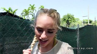 Naomi Woods, A Blonde With Bangs And A Pierced Nose Has Hot Public Sex.