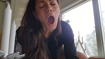 The Postman Brought A Dildo To The Pretty Brunette Housewife In The Kitchen