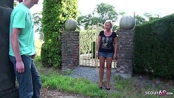 German Stepmom Assists In Sexual Encounter With Stepson In The Garden